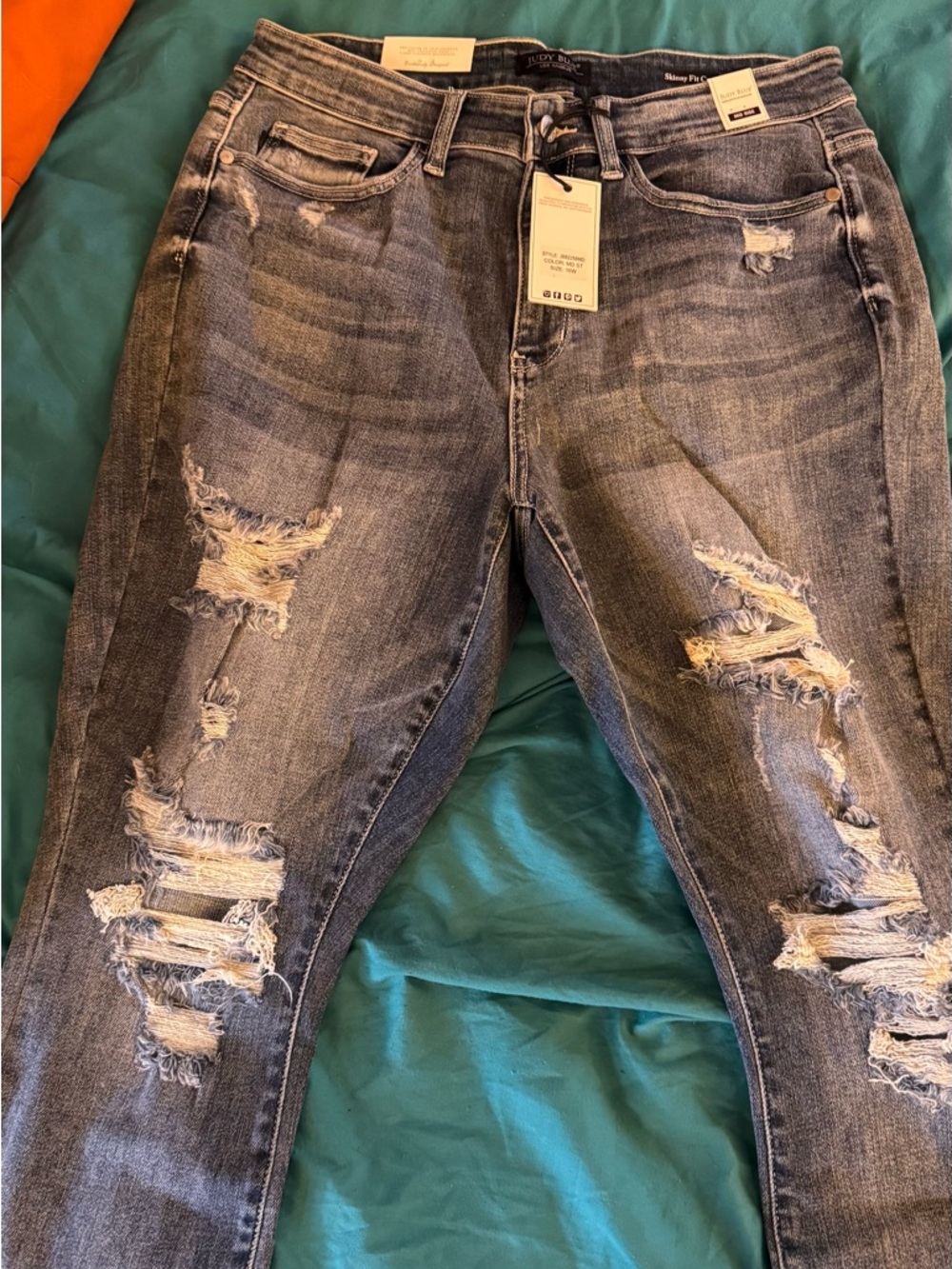 Judy Blue Faded Black Ripped Skinny Jeans